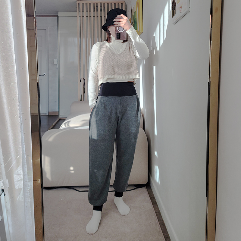 더수 맘 피치기모 겨울 애슬레저룩 조거팬츠 요가바지 실내복 운동복 - 상세 이미지 5