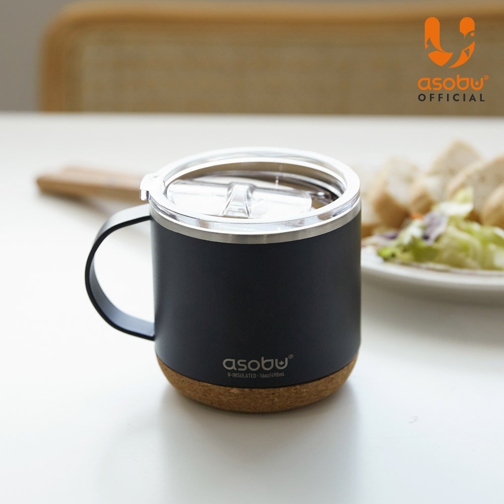 아소부 스테인레스 보온보냉 세라믹 인피니트 머그컵 490ml, 블랙 - 상세 이미지 5