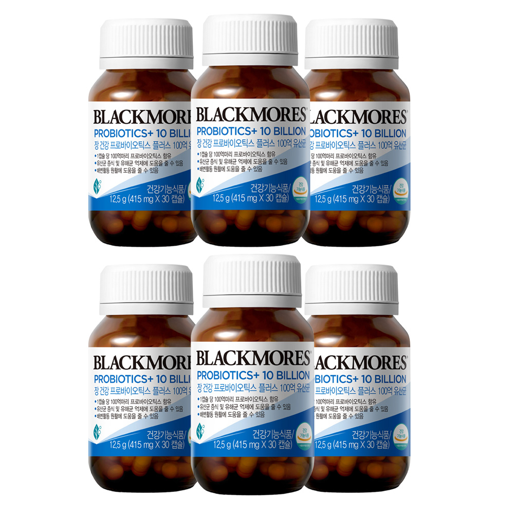 블랙모어스 장 건강 프로바이오틱스 플러스 100억 유산균 6병 제품 이미지