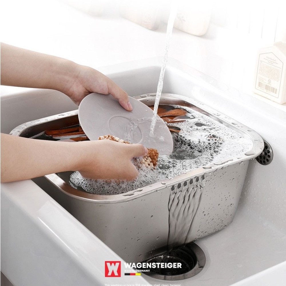 304 스텐 사각 설거지통 대용량 10L 위생적인 설거지볼 대야 - 상세 이미지 2