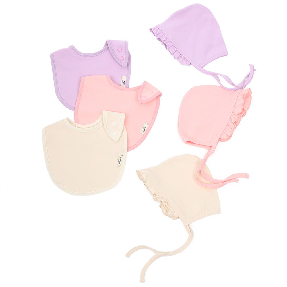 아기 침받이 턱받이 모자 보넷 오가닉 [밀키세트]