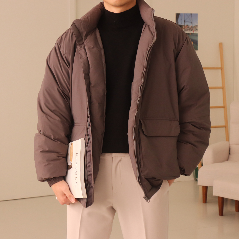 남자숏패딩 오버핏 오리털 덕다운 남자패딩 이미지 4