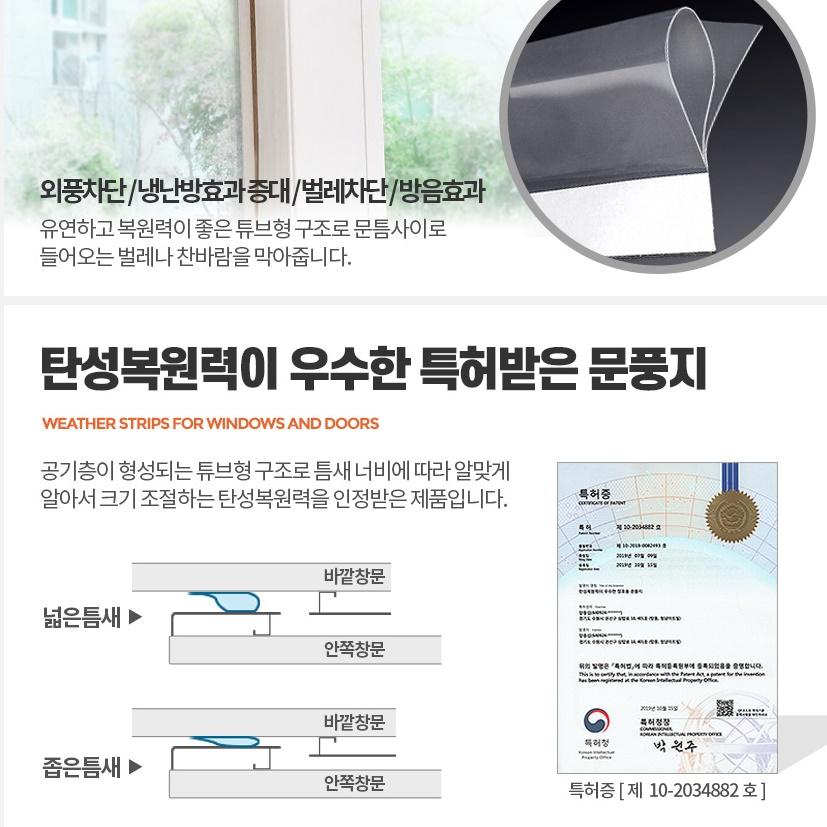 창호틈막이 창문문풍지 투명 창문틈새막이 현관 문풍지도어 - 상세 이미지 2