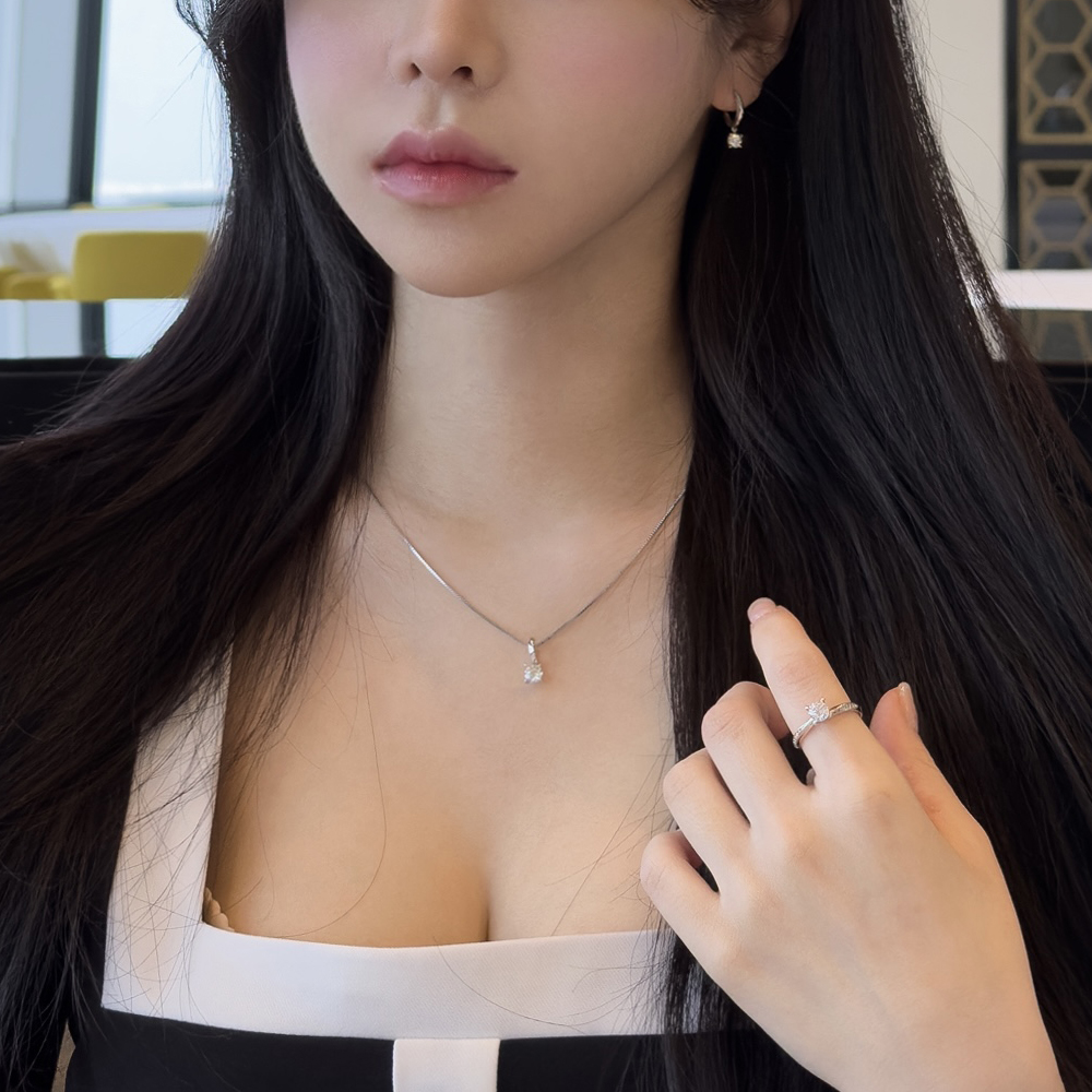 5부 다이아 목걸이 3부 귀걸이 천연 우신 GIA 샤인 키스미 예물 프러포즈 세트 선물 - 메인 이미지