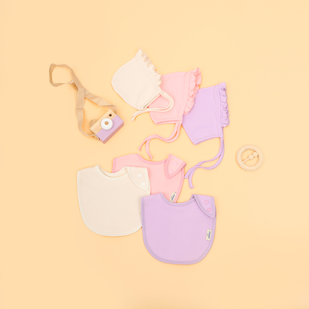 아기 침받이 턱받이 모자 보넷 오가닉 [밀키세트]