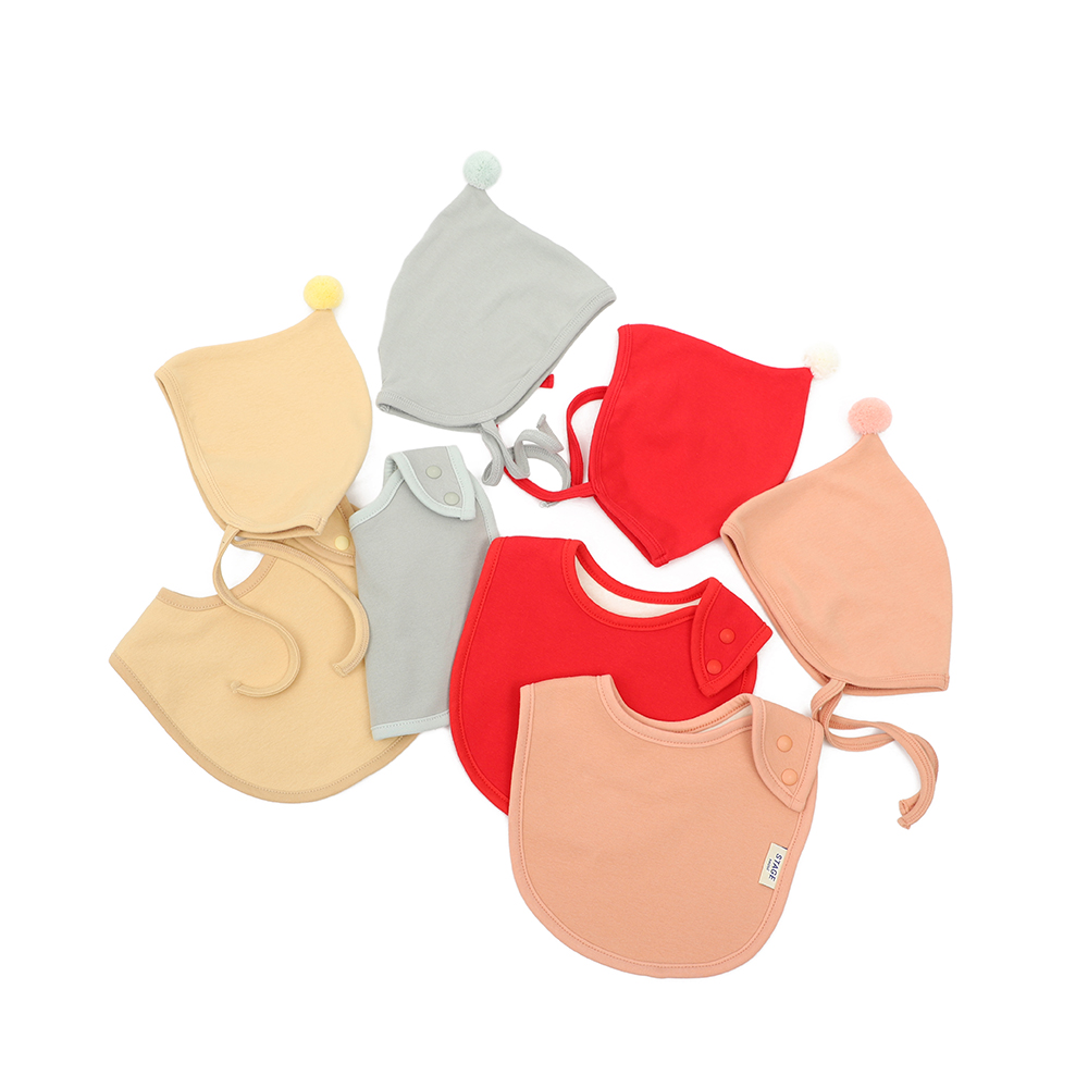 아기 침받이 턱받이 모자 보넷 오가닉 [캔디세트]