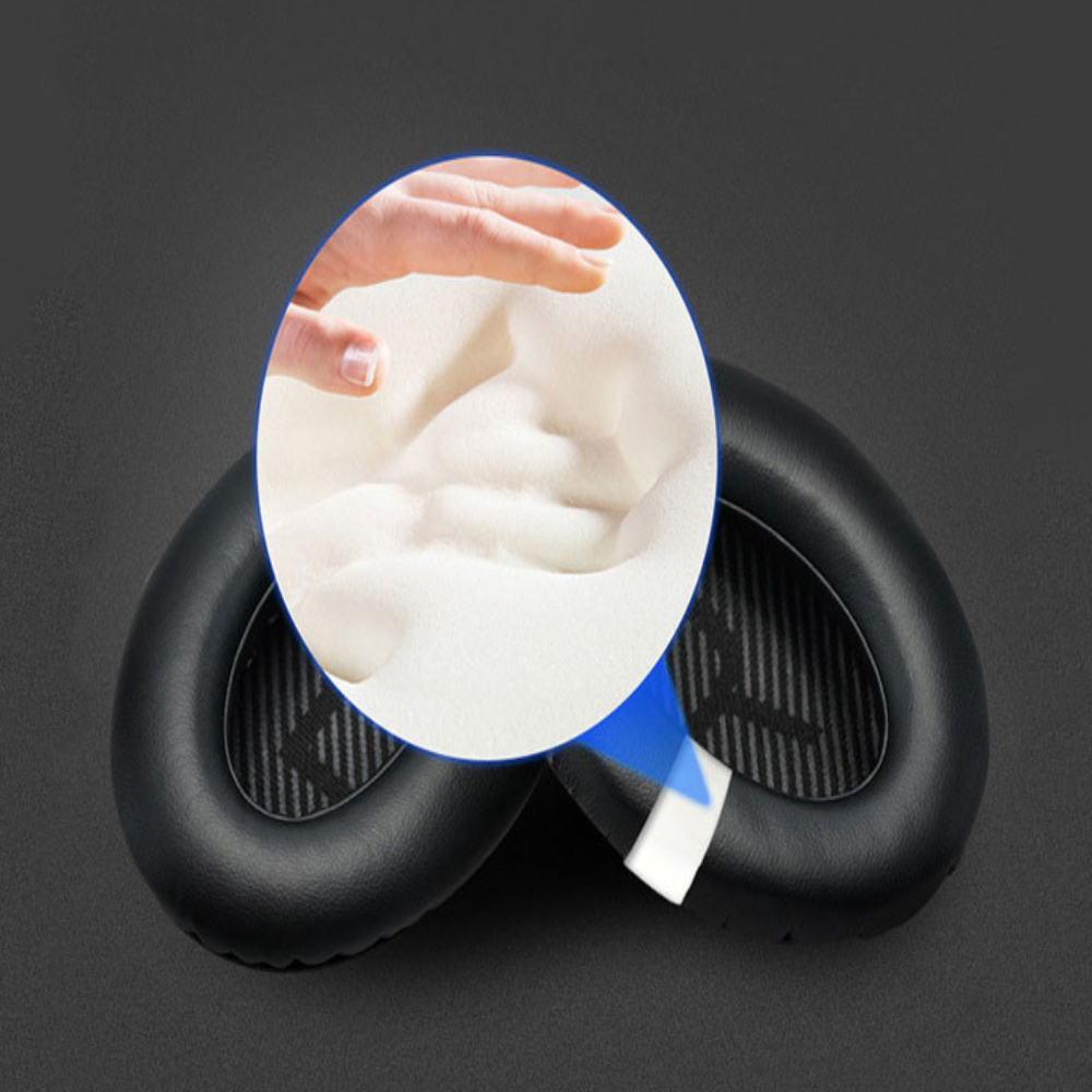 호환 보스 헤드폰 헤드셋 이어패드 QC35 커버 쿠션 교체용 스펀지 수리 블랙 한쌍 - 상세 이미지 3