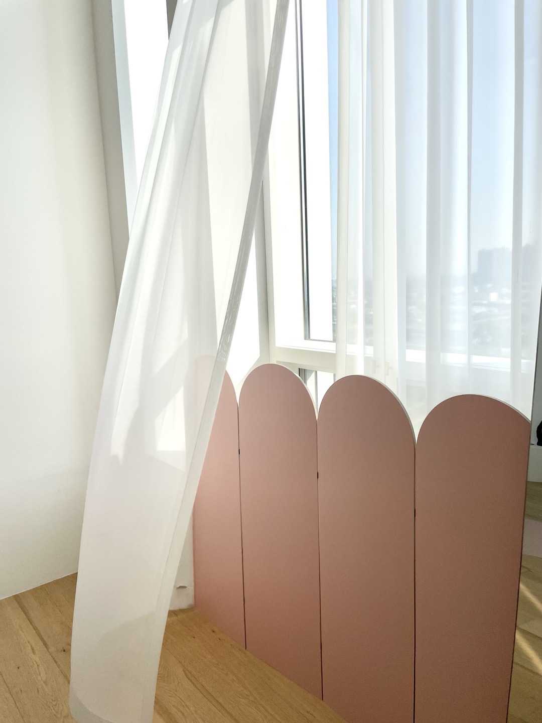 하이오즈 컬러 양면 자작 아치형 파티션 침대 헤드보드 병풍