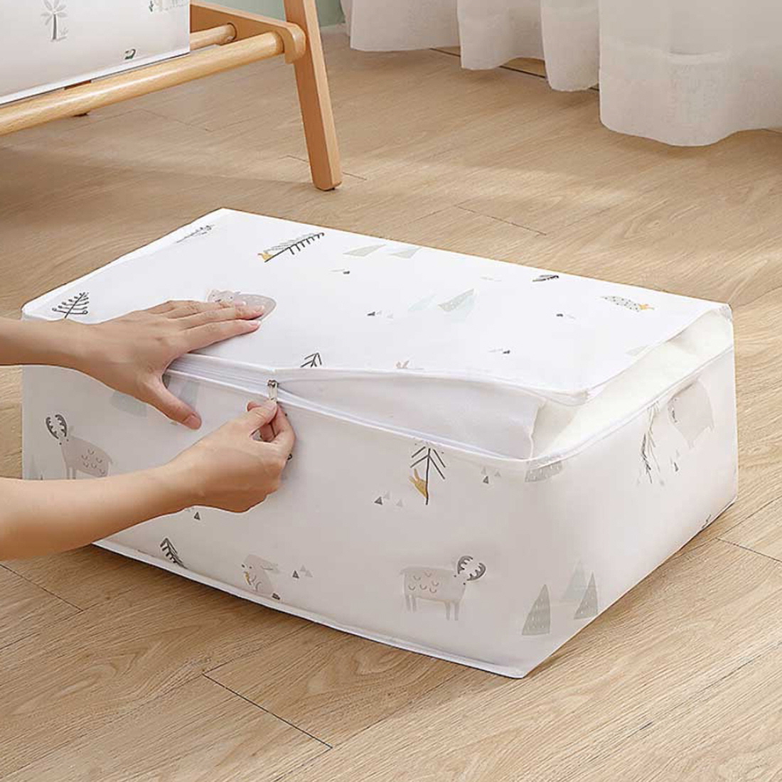 킨포크 이불 정리 파우치 옷 바지 의류 수납 패브릭 리빙박스 보관함 가방 - 상품 이미지