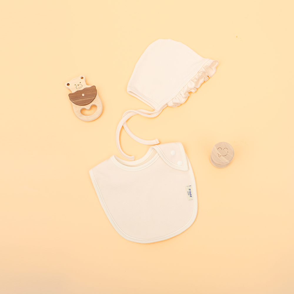 아기 침받이 턱받이 모자 보넷 오가닉 [밀키세트]