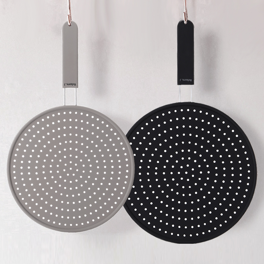 1+1 실리실리 실리콘 후라이팬 커버 덮개 30cm 2P세트 (그레이/블랙) / 기름튐방지 - 상세 이미지 3