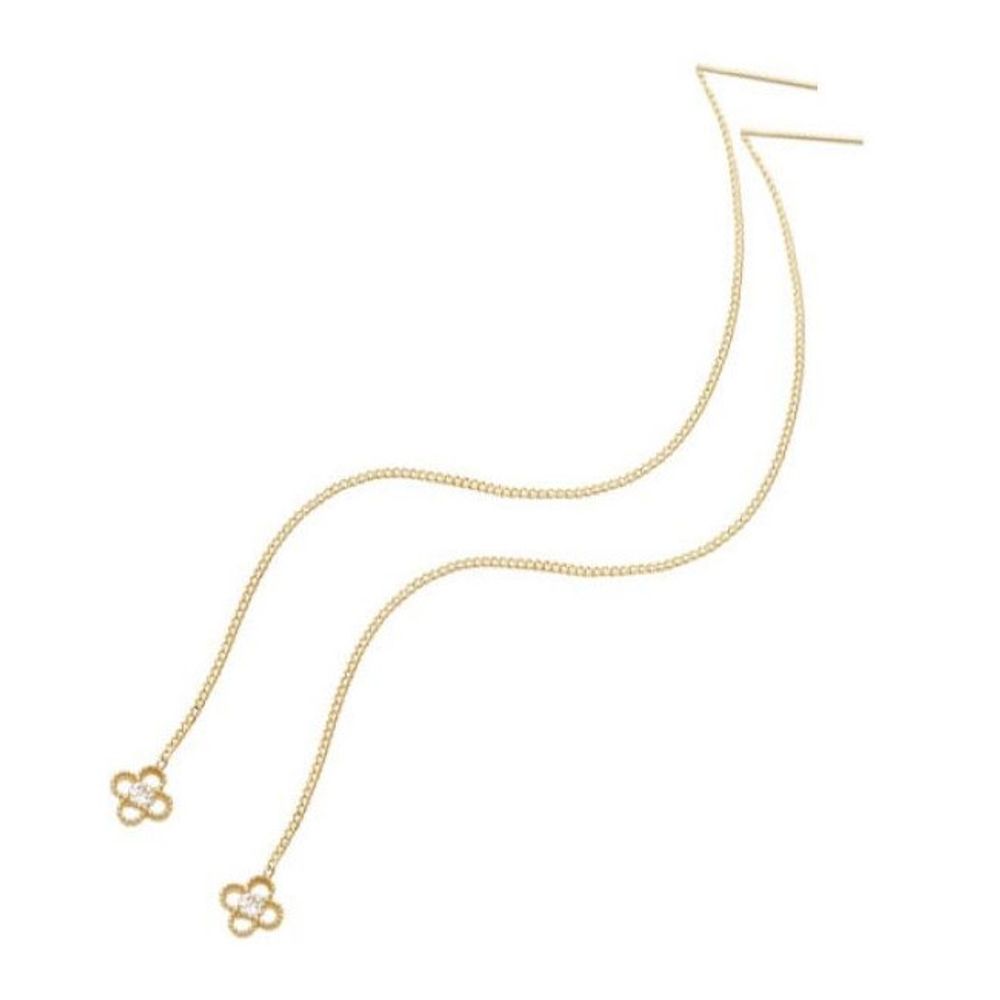 정품 14K GOLD 금빛 플라워 롱 귀걸이 G293 : 롬롬상점