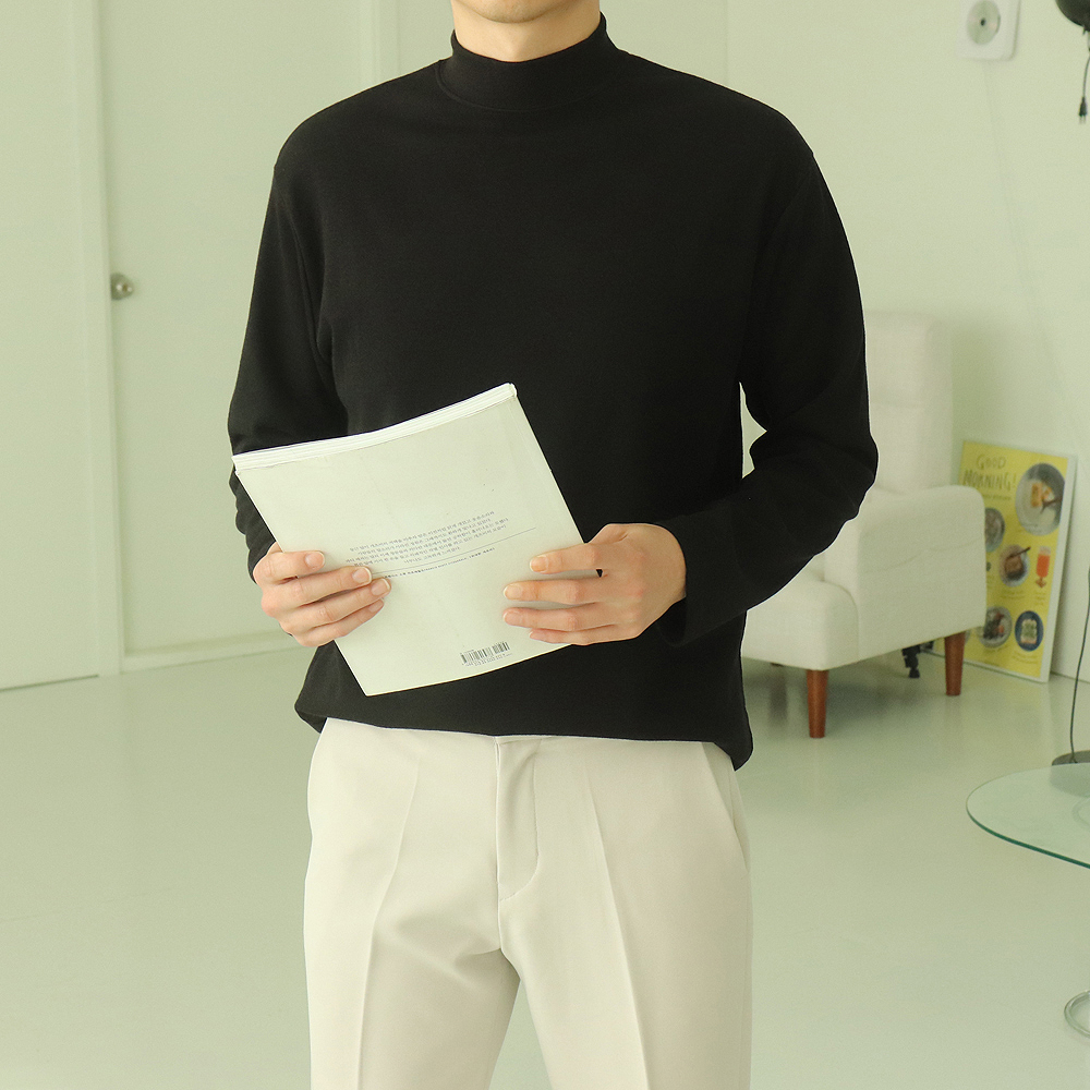 1+1 남자니트 반목폴라 하프넥 니트 이미지 3