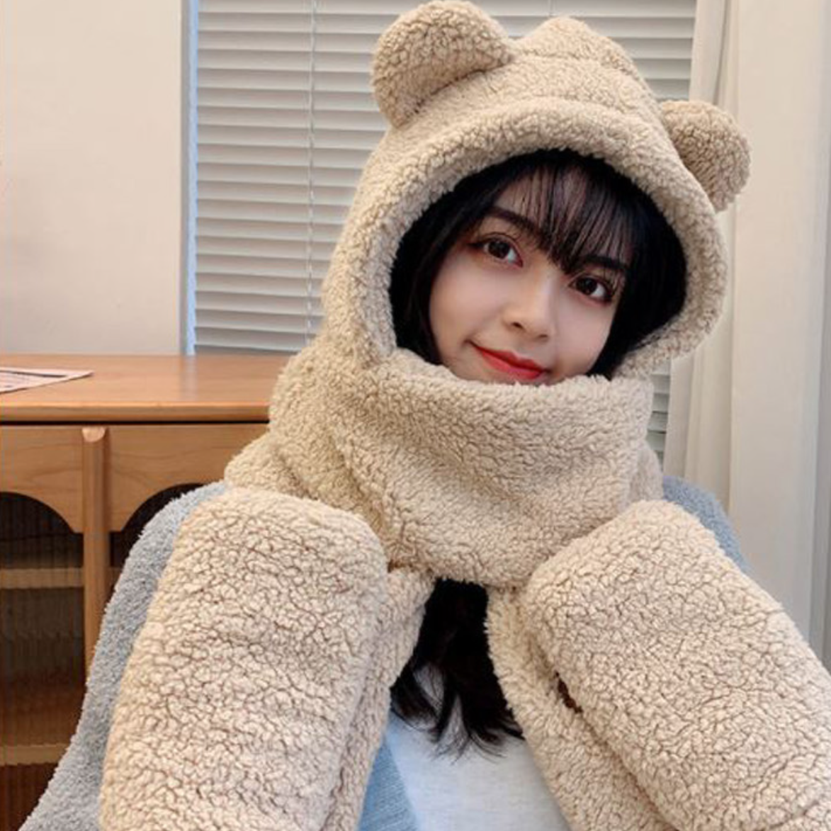 귀 덮는 모자 목도리 일체형 곰돌이 귀도리 여성 귀도리 모자 이미지 6