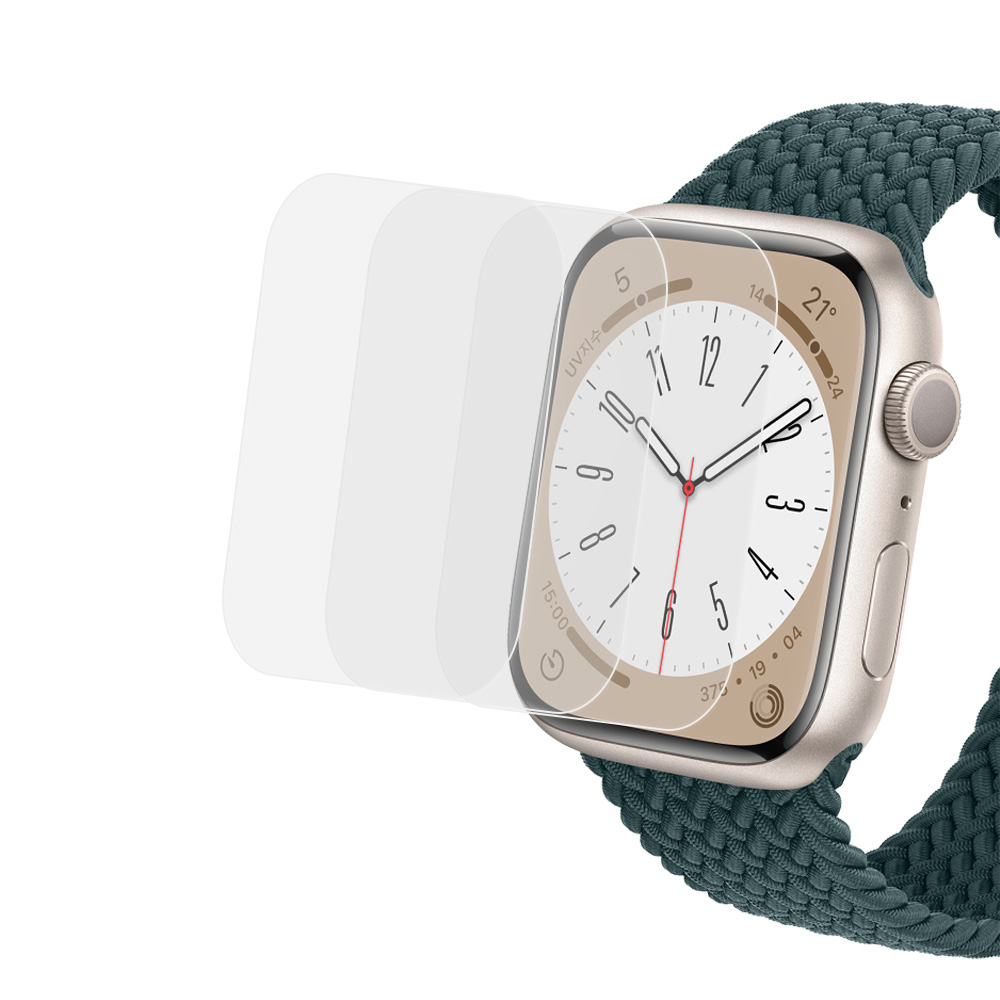 애플워치 풀커버 액정보호 필름 3매 45mm / 44mm 공용 9세대 8세대 7세대 SE - 상세 이미지 3