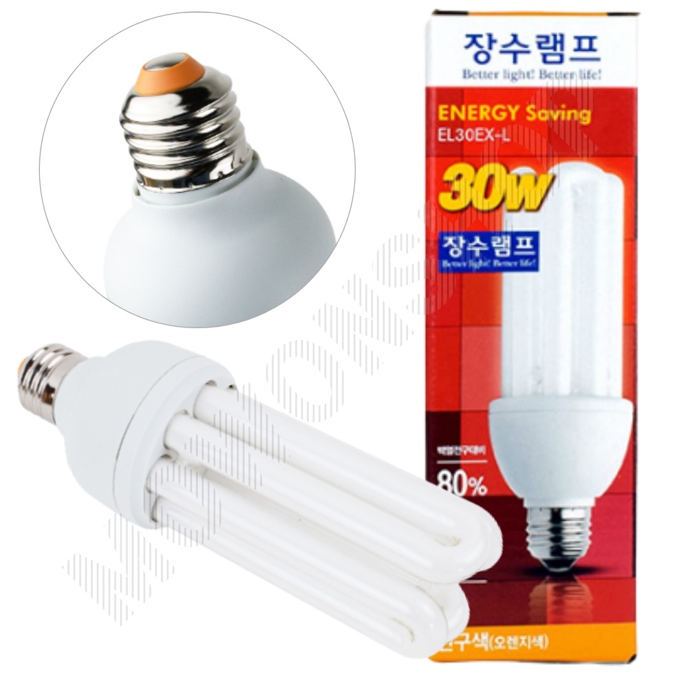 3파장 전구 램프 삼파장 화장실 욕실 30W E26 소켓 전구색 - 상품 이미지