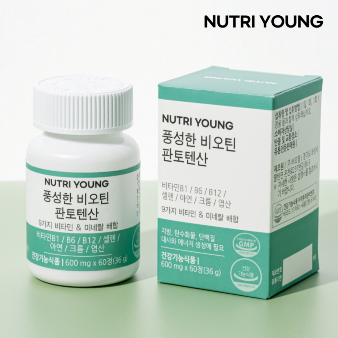 풍성한 비오틴 영양제 판토텐산 l시스틴 맥주효모 2개월 60정, 12개 - 상품 이미지