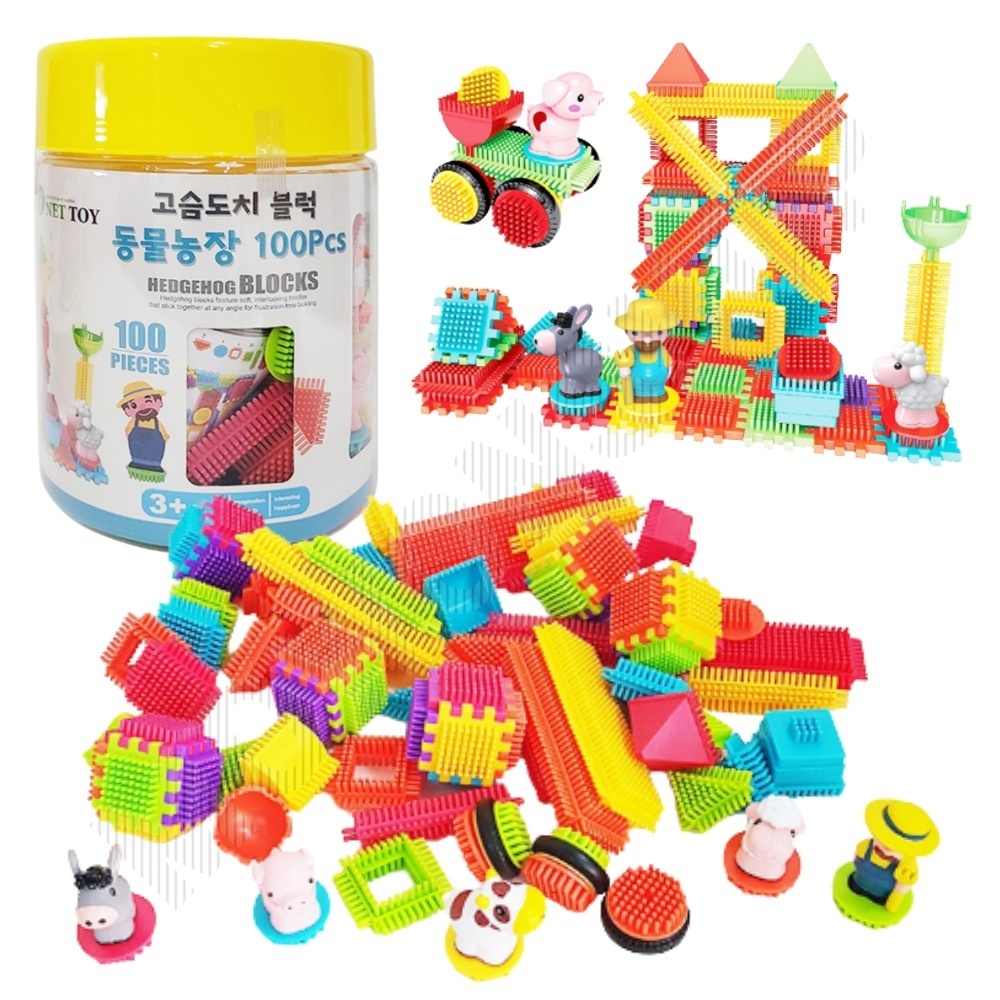 끼우는블럭 3세 5살 어린이집 유치원 끼우기 블럭 100p - 상품 이미지