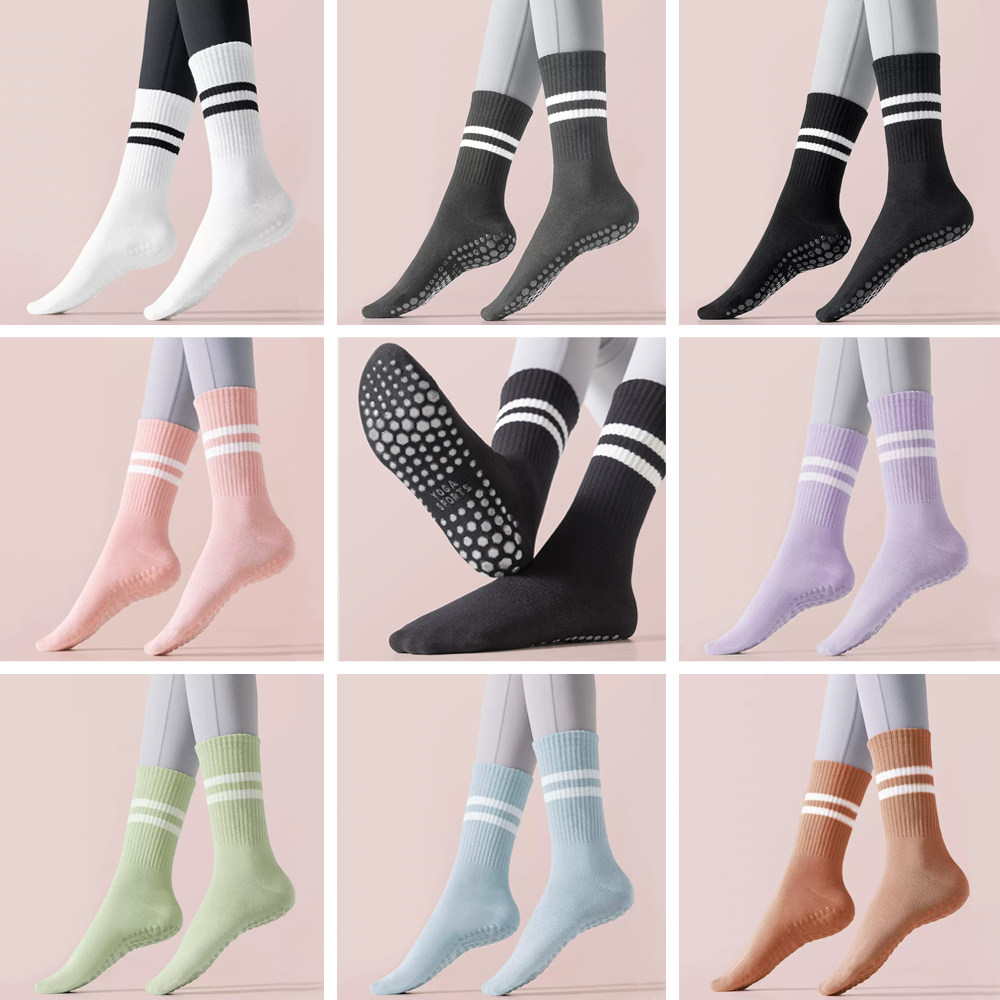 에멜강스 필라테스 양말 요가 니삭스 미끄럼방지 논슬립 롱삭스 3켤레 세트