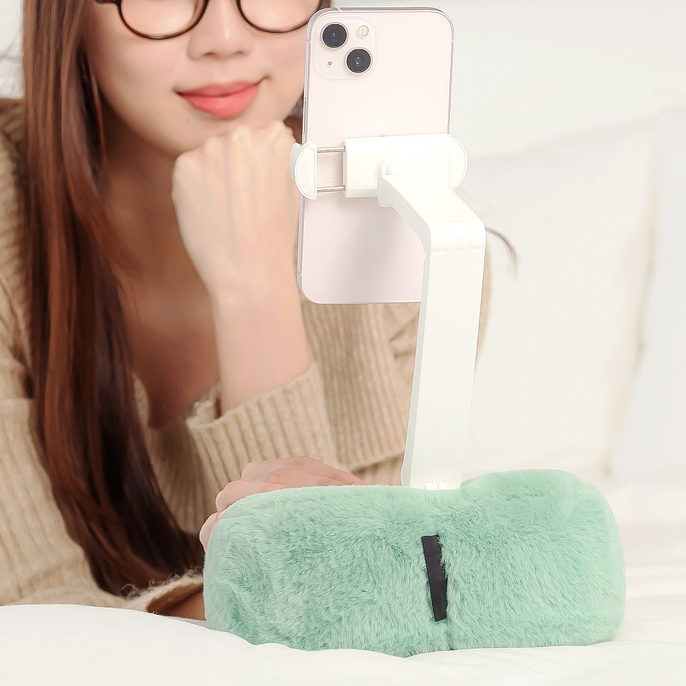 폼폼 쿠션 탁상용 이동식 침대 핸드폰 거치대 올리브그린 - 상세 이미지 5