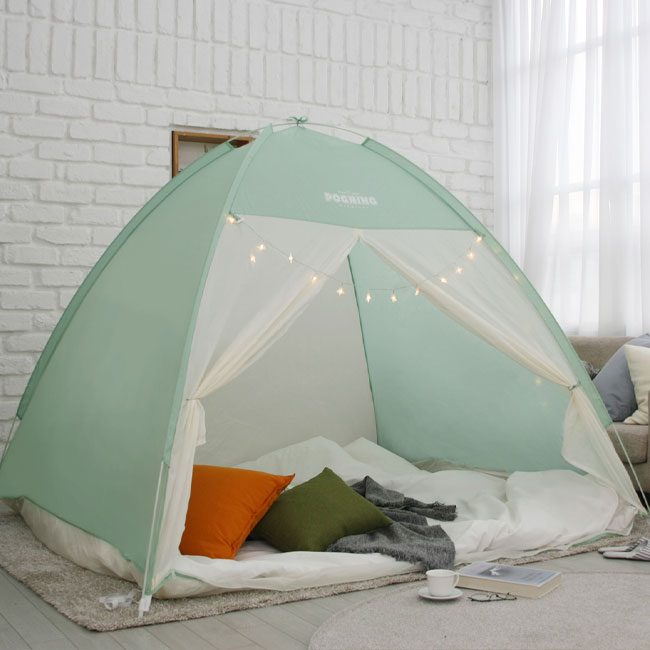 빈슨메시프 포그닝 난방 텐트 실내 침대 방한 방풍 보온 겨울 수면텐트 싱글, 민트