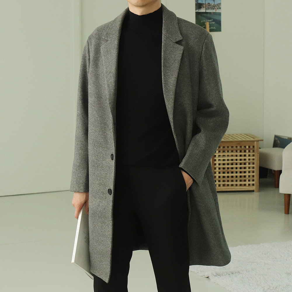 남자코트 오버핏 울 캐시미어 남자겨울코트 - 상세 이미지 5