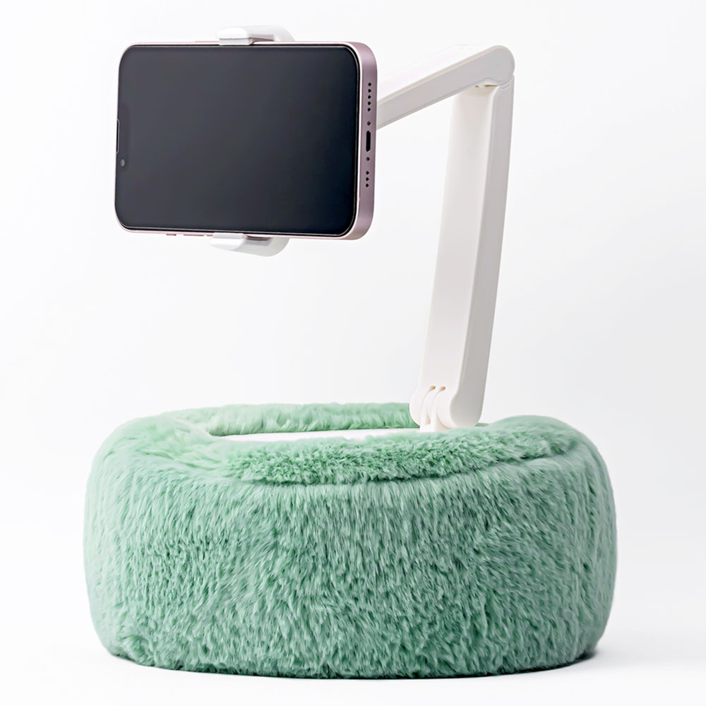 폼폼 쿠션 탁상용 이동식 침대 핸드폰 거치대 올리브그린