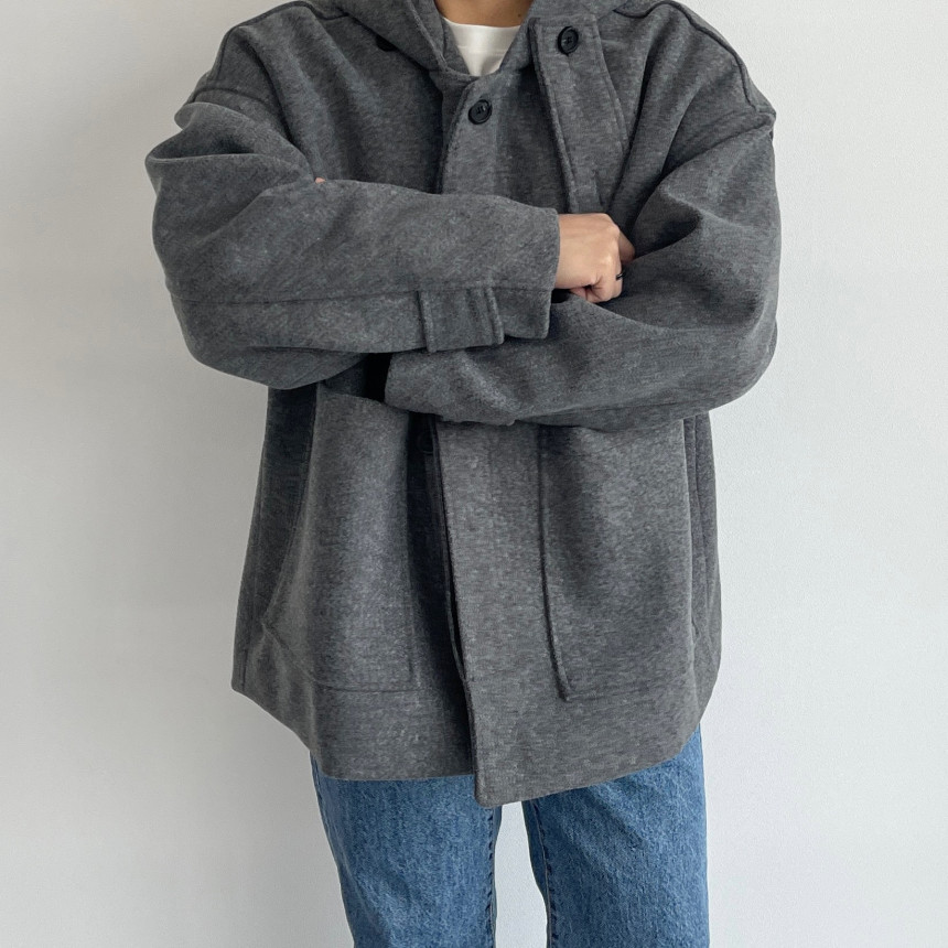 [주문폭주] 키작남 가볍고 따뜻한 남자 후드 숏 코트 겨울 아우터 울 후디 자켓 상세 이미지 84