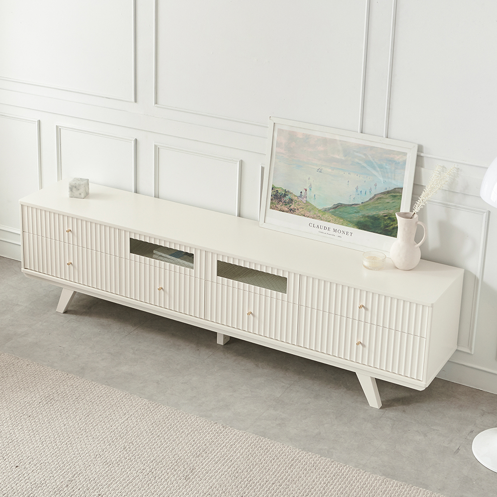 브릿지 템바보드 루바형 TV 낮은 거실장 티비 다이 고급 서랍장 2000