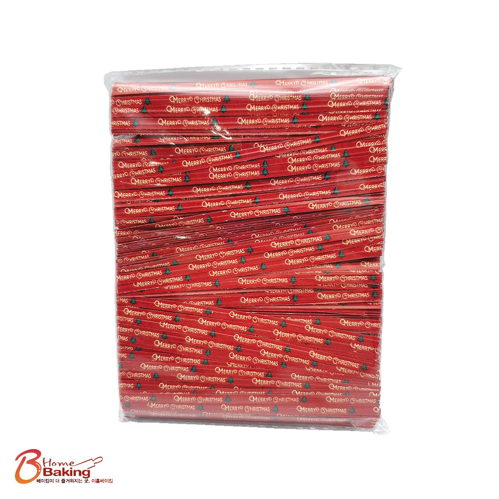 종이타이 크리스마스타이 레드 약1,000개 포장 빵끈 페이퍼 포장용 꽃철사 선물 - 상품 이미지