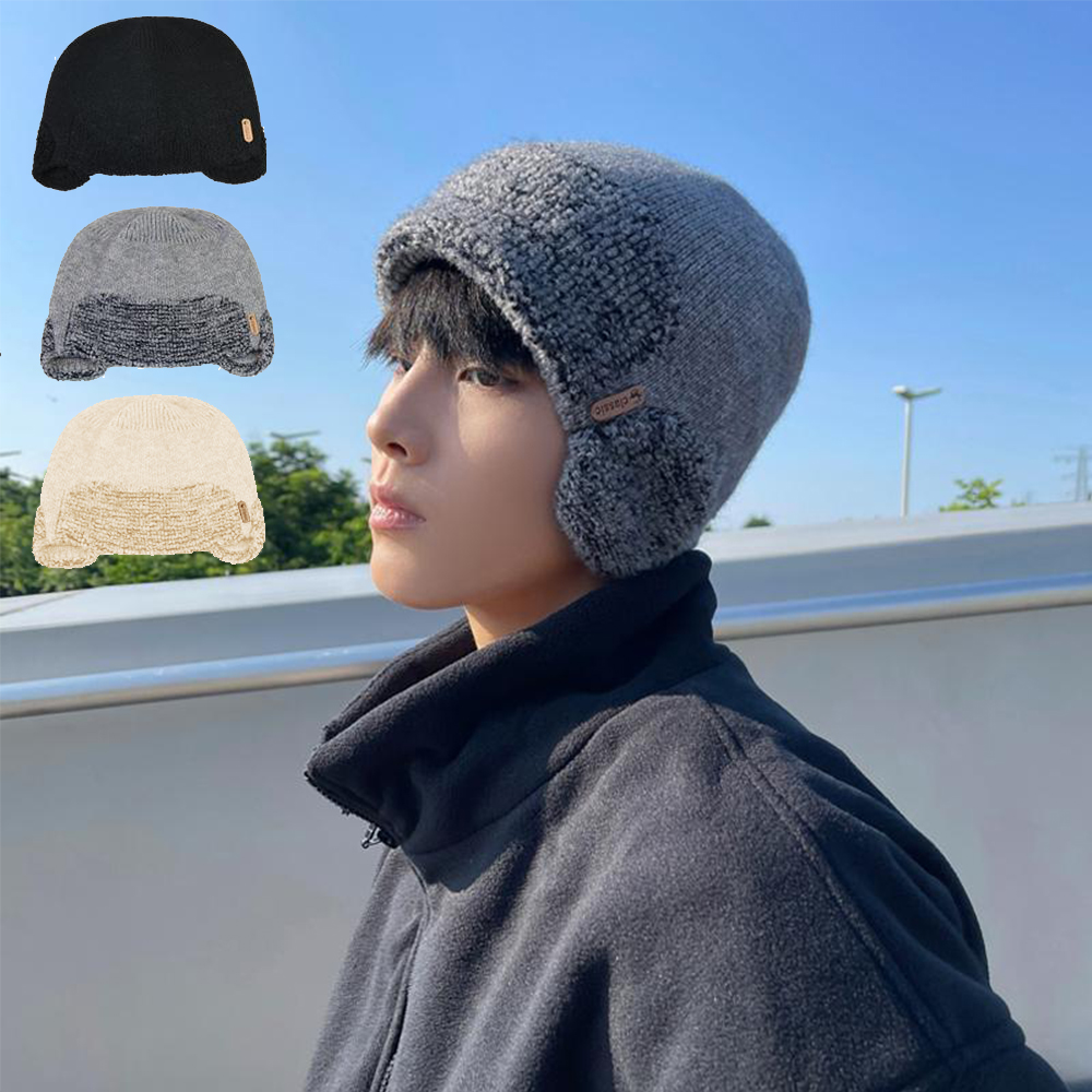 남자 여자 방한 니트 겨울 비니 숏비니 귀도리비니