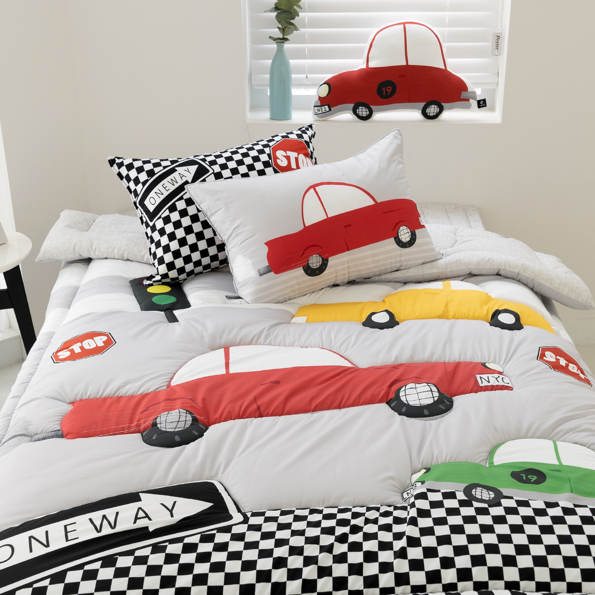 키즈 알러지케어 간절기 손자수 차렵이불 패드세트 레이싱 (자동차), S.SS(싱글.슈퍼싱글겸용)