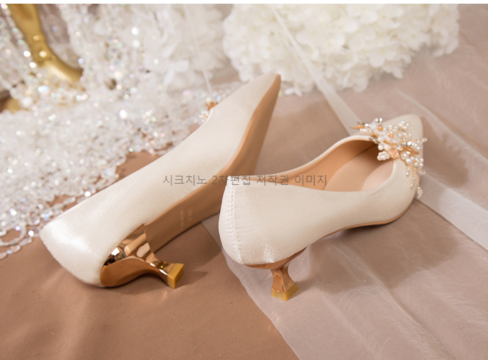 (이벤트235,240) 아로브 2cm 새틴 결혼식 통굽 웨딩 플랫 슈즈 1color 상세 이미지 28