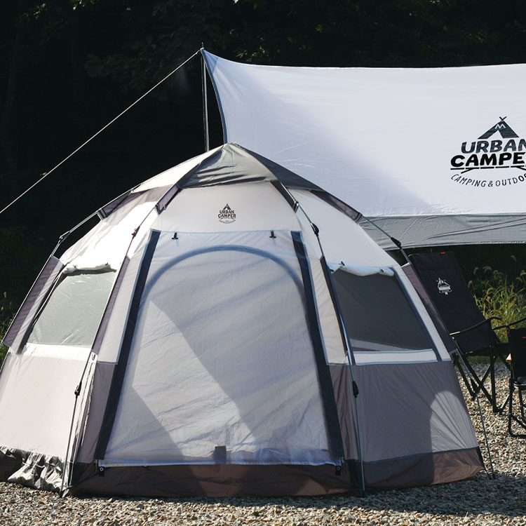 어반캠퍼 헥사곤 원터치 육각텐트 피크닉 쉘터 그늘막 캐노피 캠핑텐트 카키브라운