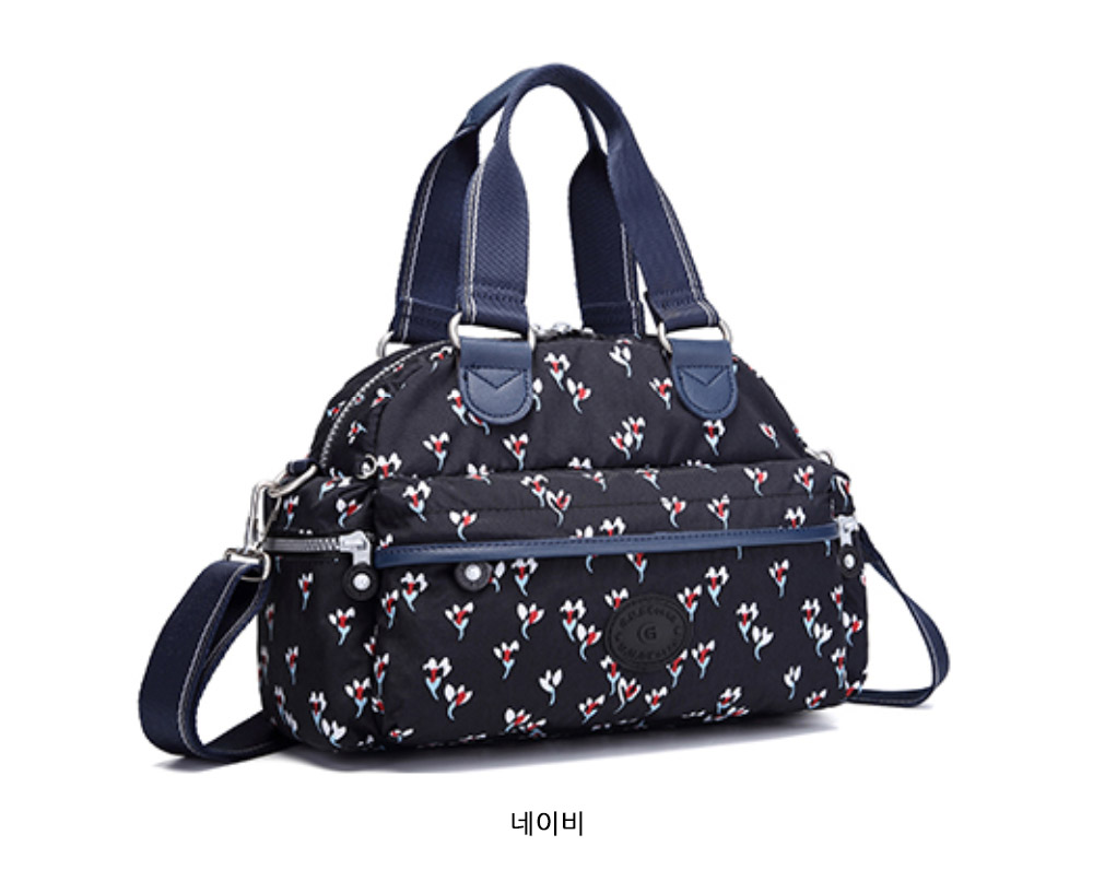 엄마 할머니 나들이 외출 여행 꽃무늬 패턴 토트 크로스백 가벼운 미들 플라워 핸드백 가방 - 상세 이미지 2