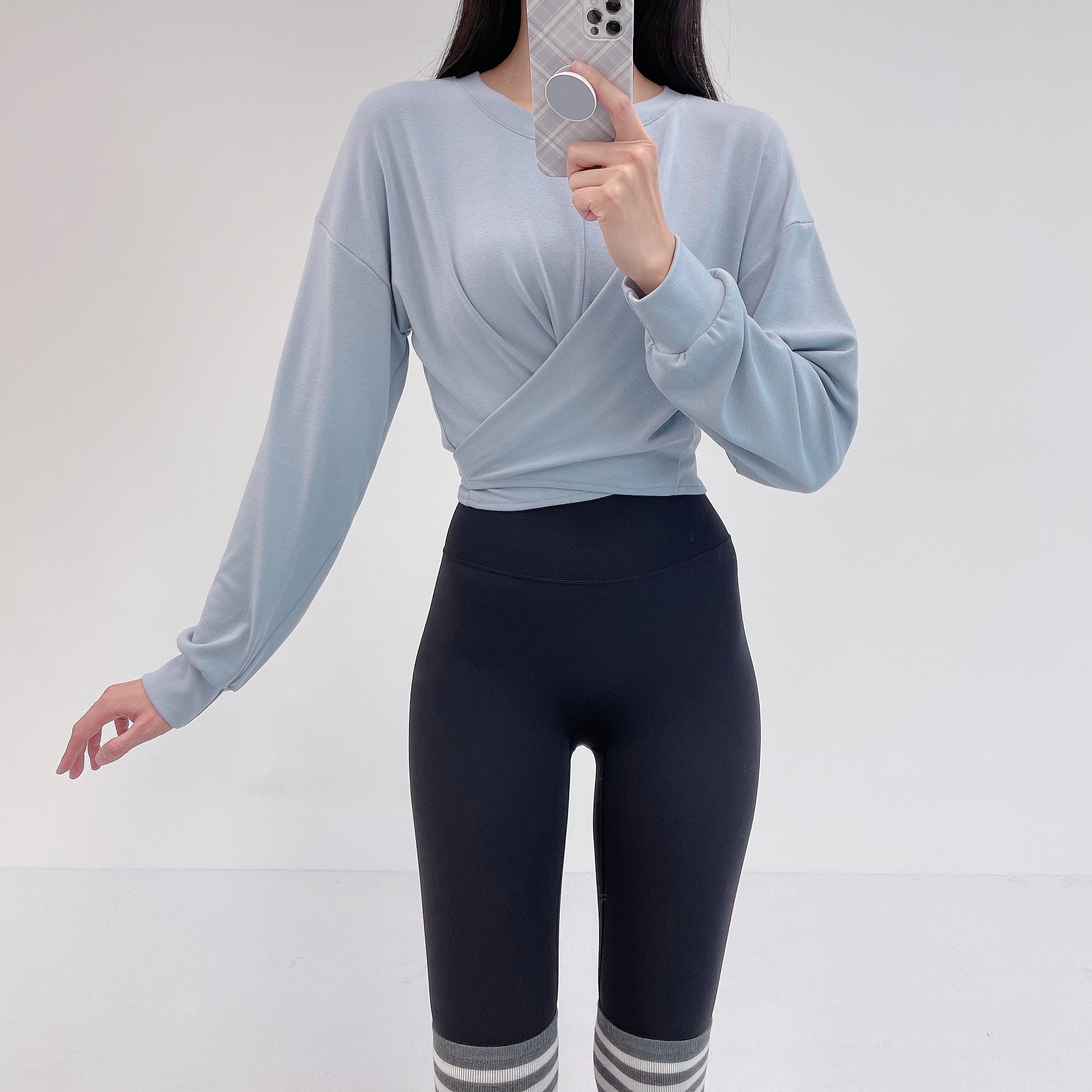 로라벨 루다 필라테스복 여성 요가복 필라테스 요가 상의 옷 긴팔 티셔츠 운동복 긴팔 크롭 - 상세 이미지 5