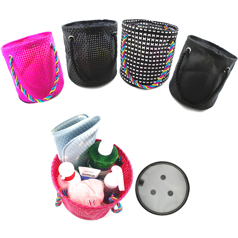 뷰레이터닷컴 양동이매쉬 물빠지는 목욕가방 스파백 목욕탕 사우나 가방 받침대포함