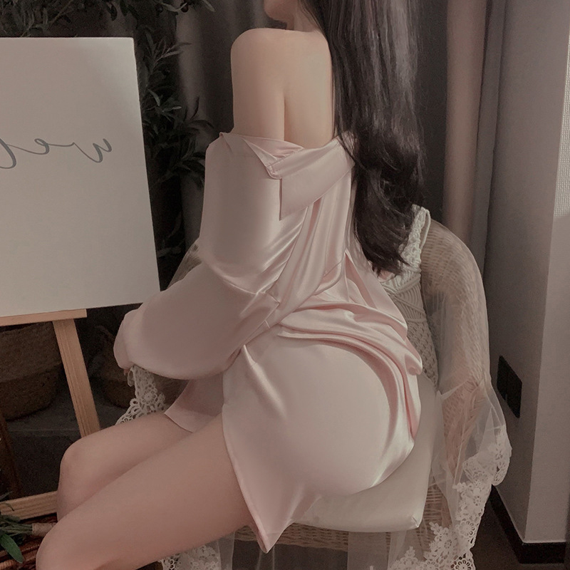 욕망 셔츠 남친 루즈핏 오버핏 잠옷 슬립 - 상세 이미지 3