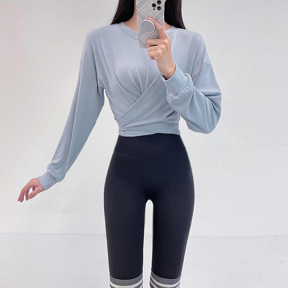 로라벨 루다 필라테스복 여성 요가복 필라테스 요가 상의 옷 긴팔 티셔츠 운동복 긴팔 크롭