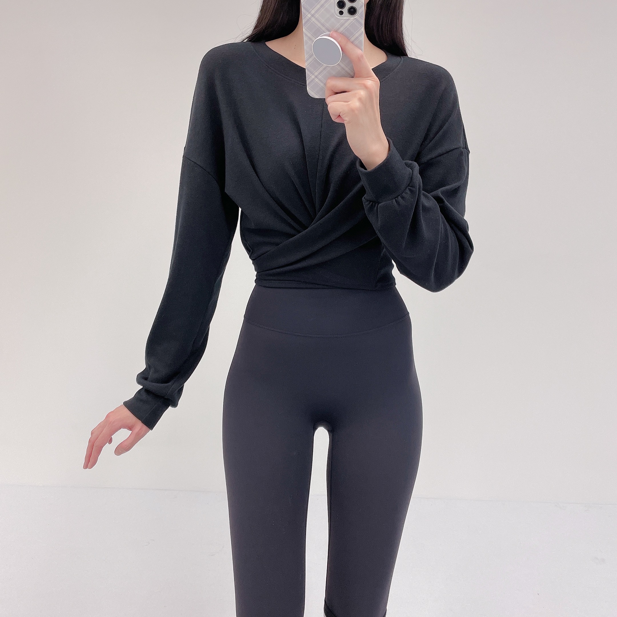 로라벨 루다 필라테스복 여성 요가복 필라테스 요가 상의 옷 긴팔 티셔츠 운동복 긴팔 크롭 - 상세 이미지 4
