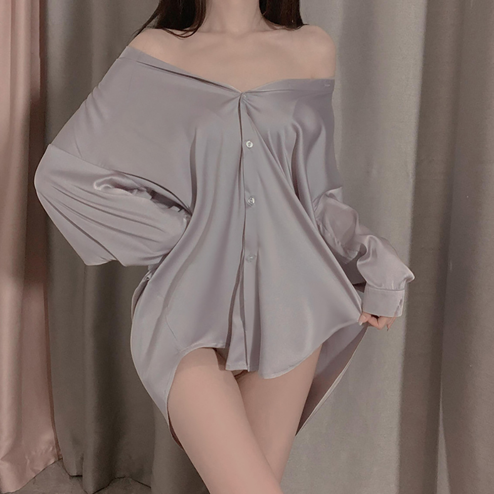 욕망 셔츠 남친 루즈핏 오버핏 잠옷 슬립 - 상세 이미지 5