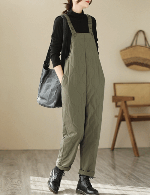 램스 누빔 멜빵 바지 - 상품 이미지