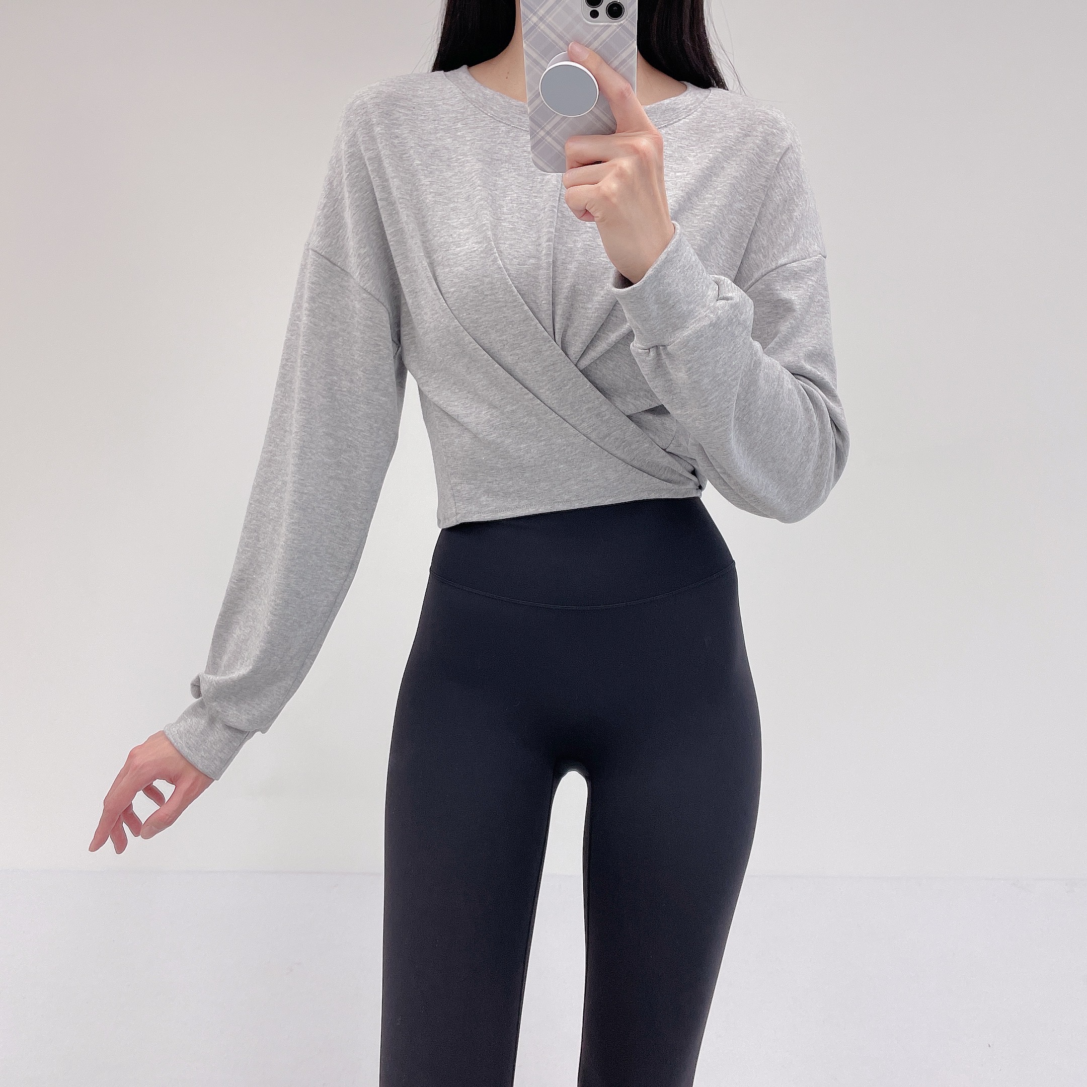 로라벨 루다 필라테스복 여성 요가복 필라테스 요가 상의 옷 긴팔 티셔츠 운동복 긴팔 크롭 - 상세 이미지 3