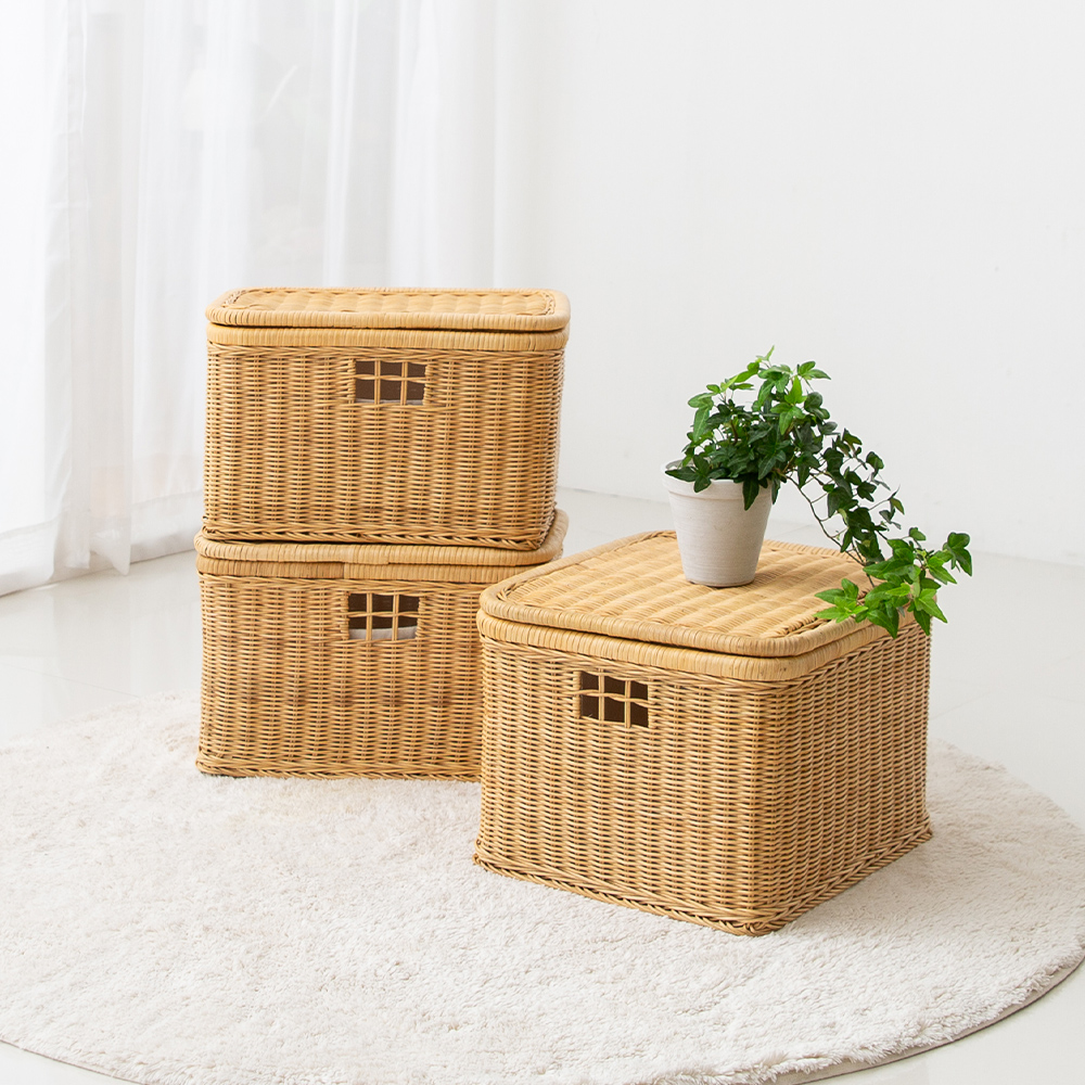 코지니아 라탄바구니 장난감 패브릭 수건 옷 수납 바스켓 정리 보관함 사각
