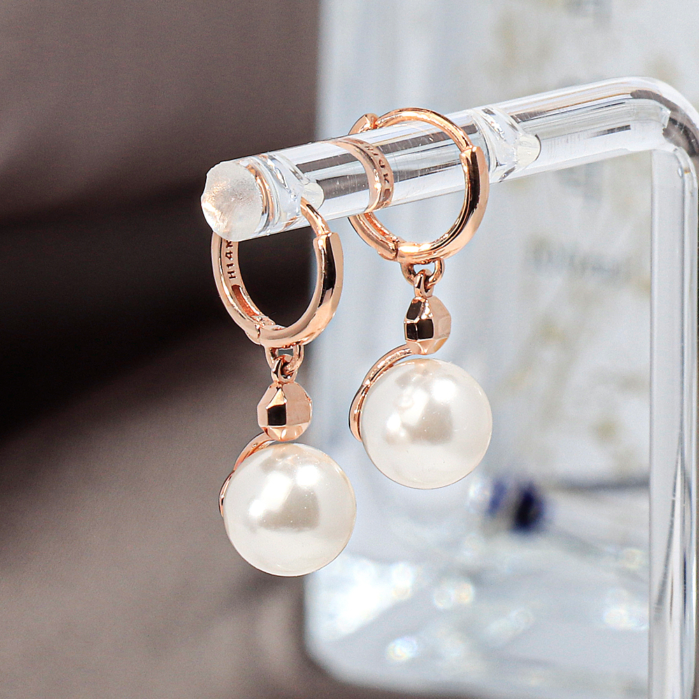 모던 드롭 진주 원터치 귀걸이 데일리 혼주 한복 여자 친구 선물 14K