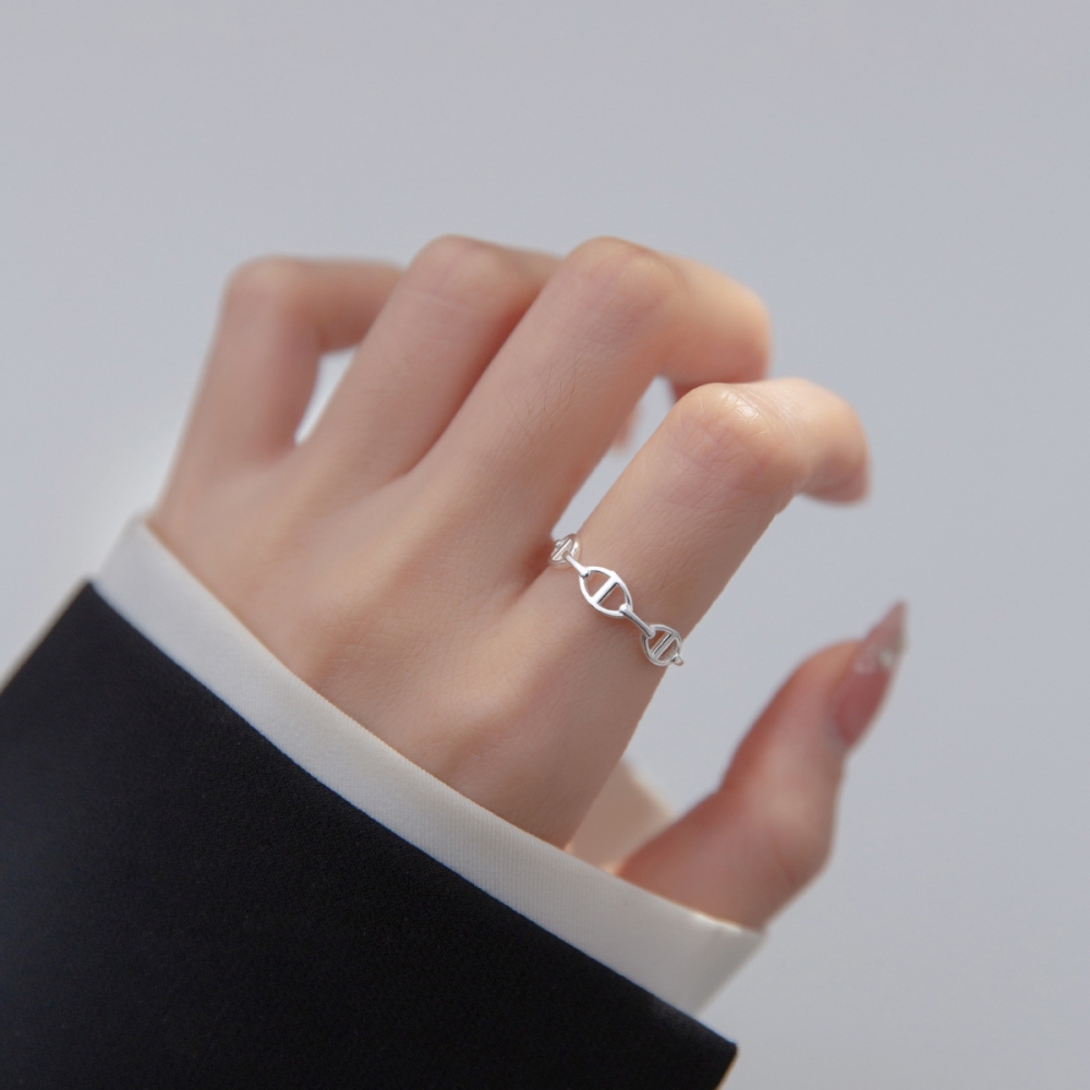 실버 925 고급 샹달 체인 오픈 링 은 반지 R068