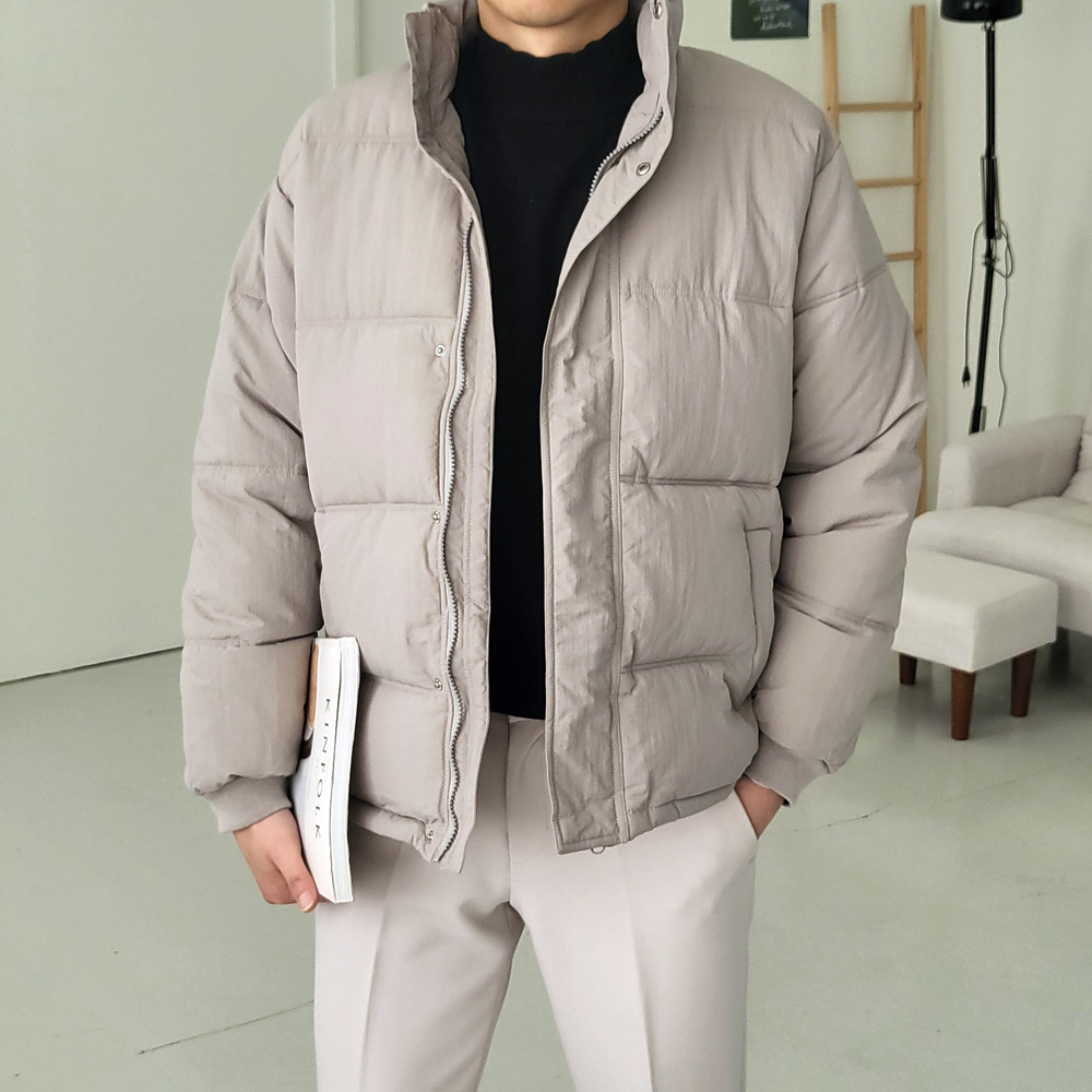 커플패딩 오버핏 웰론 하이넥 남자숏패딩 이미지 2
