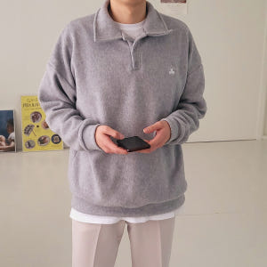 남자기모맨투맨 남자 오버핏 카라 후리스 맨투맨 착용 후기 | 사이즈/핏 총정리 - 상품 이미지 2