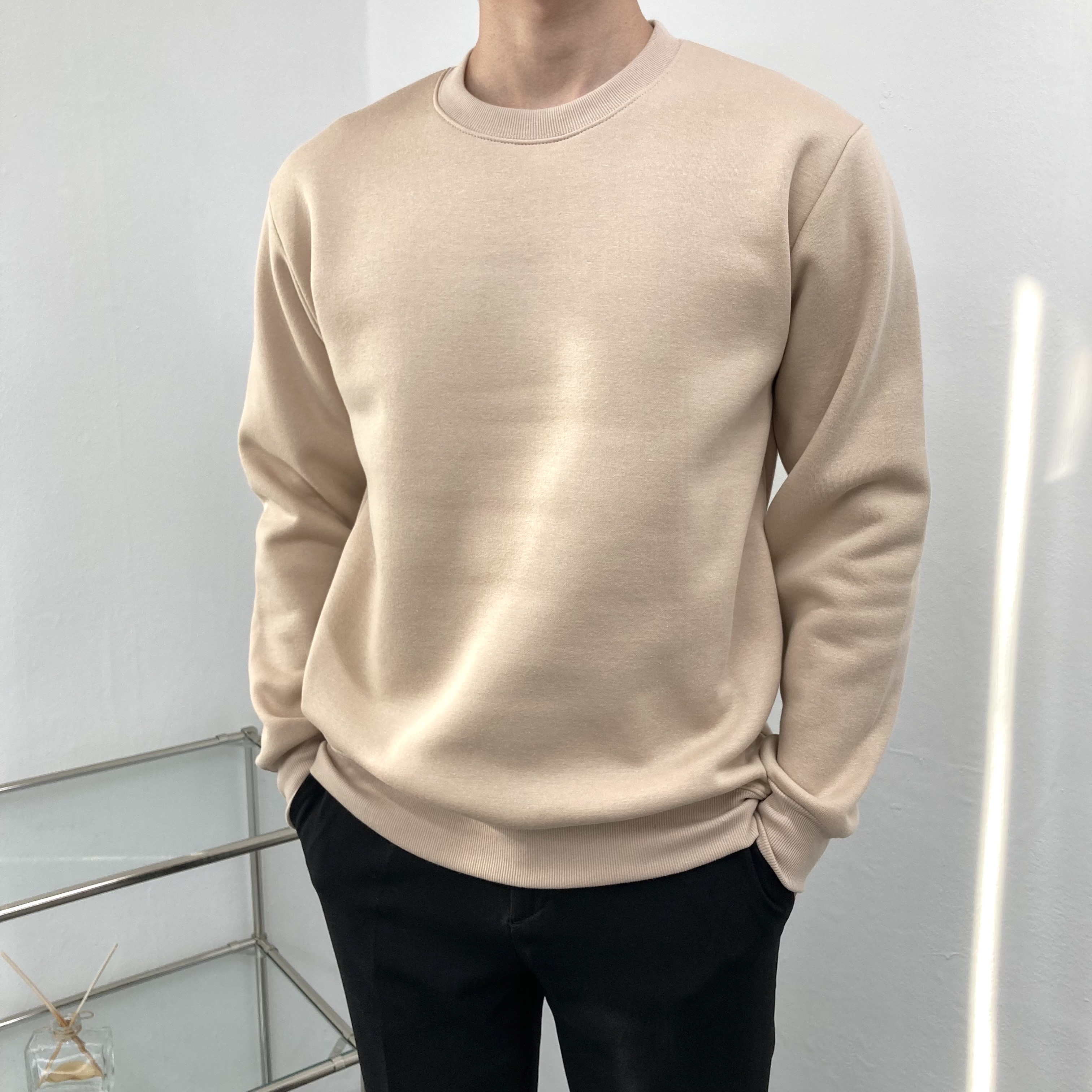 남자 라운드 무지 맨투맨 특양면 기본 기모 레인보우 남여공용 이미지 4