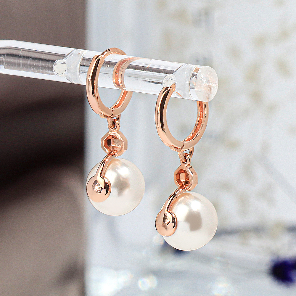 모던 드롭 진주 원터치 귀걸이 데일리 혼주 한복 여자 친구 선물 14K